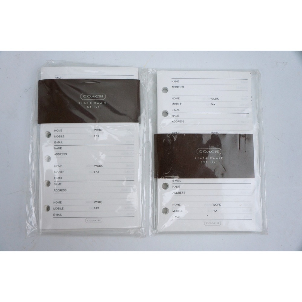 Vintage Coach Small 6 Ring Address Pages Set of 2 White 1360 Refill Inserts New